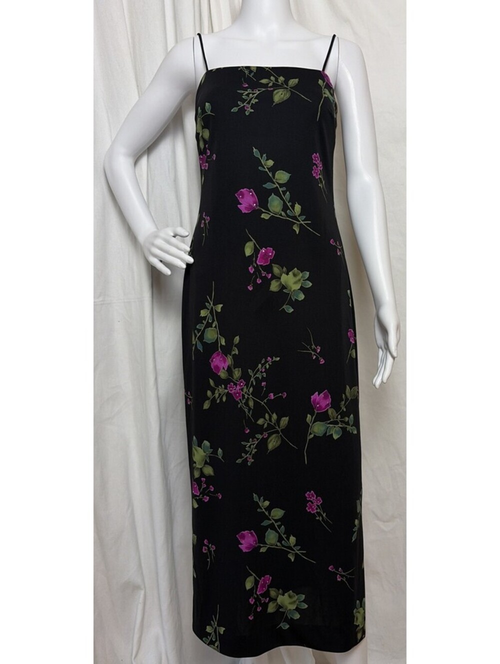 Vtg 90s Adrianna Rachel Kaye Floral Jewel Slip Dress SZ 4P